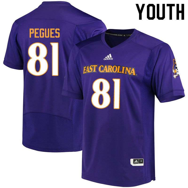 Youth #81 Andre Pegues ECU Pirates College Football Jerseys Sale-Purple
